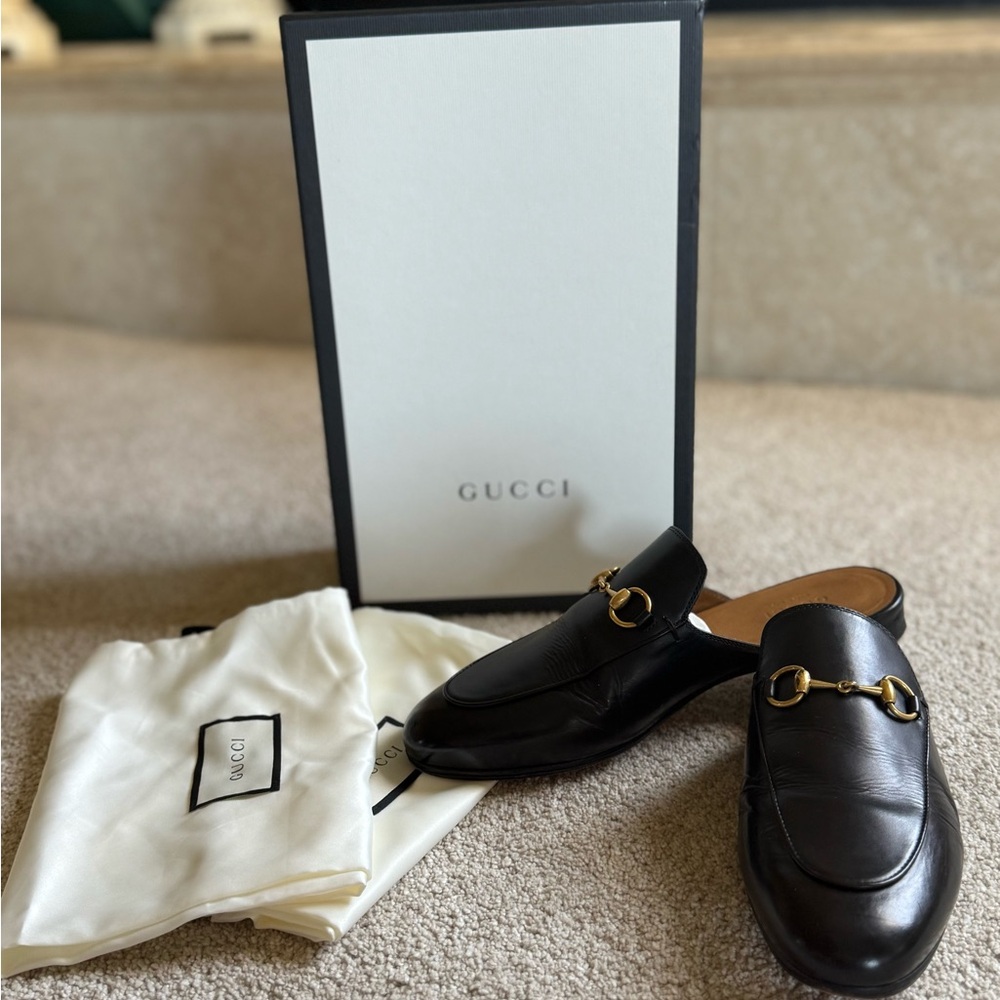 Gucci Black Leather Women’s Princetown Mules / Loafer Size 37